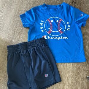 Champion Kids' Blue Tee and Black Shorts Set